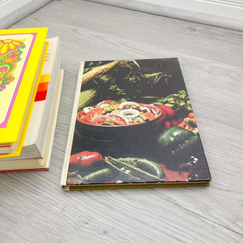Vintage Stack of Cookbooks - Retro Books for Decoration - Yellow Stacking Books - Picture 8 of 10